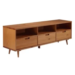 Cara 3 Drawer Mid-Century Modern 3 Drawer TV Stand For TVs Up To 80" - Saracina Home -Living Room Furniture Store GUEST 03065cb2 d563 4f37 956c bc1c12b2c653