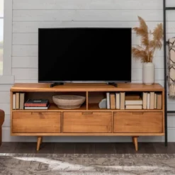 Cara Mid-Century Modern 3 Drawer TV Stand For TVs Up To 65" - Saracina Home -Living Room Furniture Store GUEST 0382d846 581a 4903 9ef0 400ed4eadf41