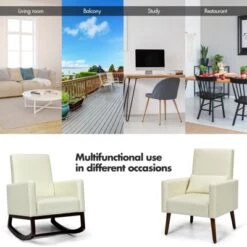 Tangkula 2-in-1 Upholstered Rocking Chair With Wood Leg & Pillow Relax Sofa Chair Light Grey/Beige/Dark Gray -Living Room Furniture Store GUEST 063d47aa 120b 44ab ab92 f371f567685f