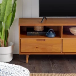 Cara 3 Drawer Mid-Century Modern 3 Drawer TV Stand For TVs Up To 80" - Saracina Home -Living Room Furniture Store GUEST 0824ed10 634d 442e 93d1 6435deb8cb30