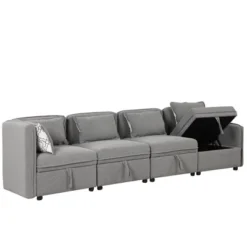 122.8" Minimalist Convertible Modular Sofa, Upholstered Sectional Sofa Couch With 5 Pillows-ModernLuxe 23 122.8" Minimalist Convertible Modular Sofa, Upholstered Sectional Sofa Couch With 5 Pillows-ModernLuxe -Living Room Furniture Store GUEST 0b88129f dce1 47fc 9ec4 c57992a409e8