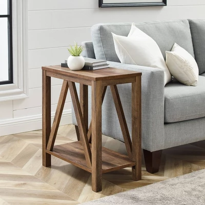 Taylen A Frame Farmhouse Open Storage Side Table - Saracina Home 3 Taylen A Frame Farmhouse Open Storage Side Table - Saracina Home