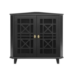 2 Door Corner Accent Cabinet With Fretwork Doors - Saracina Home 17 2 Door Corner Accent Cabinet With Fretwork Doors - Saracina Home -Living Room Furniture Store GUEST 28fe5556 fd13 4741 9522 8e0abe2af5bd