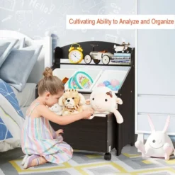 Costway Kids Wooden Toy Storage Unit Organizer W/Rolling Toy Box & Plastic Bins NaturalEspresso 15 Costway Kids Wooden Toy Storage Unit Organizer W/Rolling Toy Box & Plastic Bins NaturalEspresso -Living Room Furniture Store GUEST 4fc34305 9481 40cd bed5 35dcd736d6c9