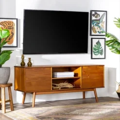 Solid Wood Mid-Century Modern TV Stand For TVs Up To 65" - Saracina Home 29 Solid Wood Mid-Century Modern TV Stand For TVs Up To 65" - Saracina Home -Living Room Furniture Store GUEST 55d038af 42a5 438d 8b74 91f0ac9cc7f7