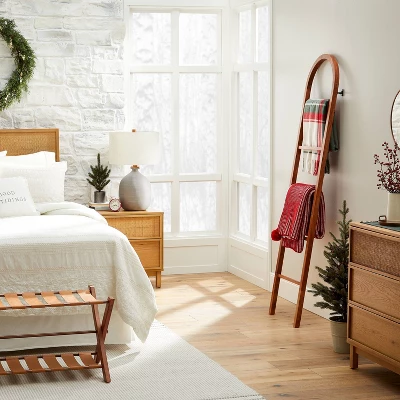6' Arched Wood Throw Blanket Ladder Brown - Hearth & Hand™ With Magnolia 3 6' Arched Wood Throw Blanket Ladder Brown - Hearth & Hand™ With Magnolia