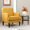 Tangkula Set Of 2 Modern Accent Chair Upholstered Sofa Chair W/ Rubber Wood Legs Yellow -Living Room Furniture Store GUEST 6a5ed62b f16f 41cc b3a2 79aabc223b86