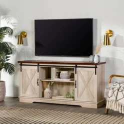 Modern Transitional Sliding Barndoor TV Stand For TVs Up To 65"- Saracina Home -Living Room Furniture Store GUEST 6cfa14d3 36c0 4768 9784 c3a77c7e184f