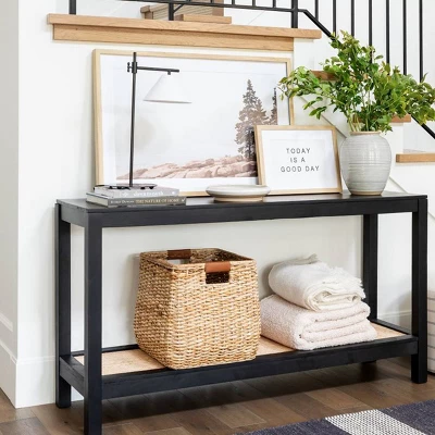 Console Table With Woven Rattan Shelf Black - Threshold™ Designed With Studio McGee 8 Console Table With Woven Rattan Shelf Black - Threshold™ Designed With Studio McGee - Image 6