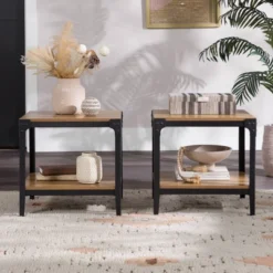 Set Of 2 Benny Urban Industrial Angle Iron Side Tables - Saracina Home -Living Room Furniture Store GUEST 805a5e76 b2c9 47bf ac9c 7696f3043384