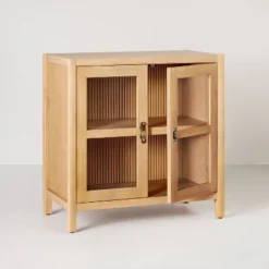 Grooved Wood With Glass 2-Door Cabinet - Natural - Hearth & Hand™ With Magnolia 10 Grooved Wood With Glass 2-Door Cabinet - Natural - Hearth & Hand™ With Magnolia -Living Room Furniture Store GUEST 9aa7705a c66f 495b 80dd 55470dae1fa8