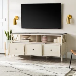 Farmhouse 3 Drawer Wood TV Stand For TVs Up To 65" - Saracina Home 32 Farmhouse 3 Drawer Wood TV Stand For TVs Up To 65" - Saracina Home -Living Room Furniture Store GUEST acf328b1 4981 4fb4 9c99 669678336b76