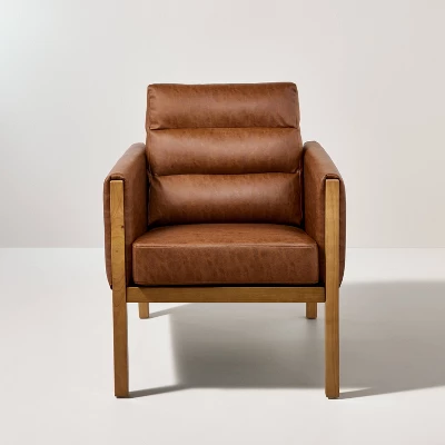 Faux Leather Upholstered Accent Arm Chair - Cognac - Hearth & Hand™ With Magnolia 4 Faux Leather Upholstered Accent Arm Chair - Cognac - Hearth & Hand™ With Magnolia - Image 2