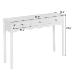 Costway Console Table Hall Table Side Table Desk Accent Table 3 Drawers Entryway White -Living Room Furniture Store GUEST b544da82 60f3 444c b5e9 c9af0d1179f6