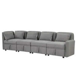 122.8" Minimalist Convertible Modular Sofa, Upholstered Sectional Sofa Couch With 5 Pillows-ModernLuxe 21 122.8" Minimalist Convertible Modular Sofa, Upholstered Sectional Sofa Couch With 5 Pillows-ModernLuxe -Living Room Furniture Store GUEST db8c769f 873d 402b bea5 b7a0feead322