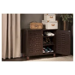 Winda Modern And Contemporary 2-Door Wooden Entryway Shoes Storage Cabinet - Dark Brown - Baxton Studio 11 Winda Modern And Contemporary 2-Door Wooden Entryway Shoes Storage Cabinet - Dark Brown - Baxton Studio -Living Room Furniture Store GUEST e26145c0 ba65 4828 93ea 97942d9e7fd0