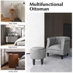 Costway Modern Accent Chair With Ottoman Armchair Barrel Sofa Chair With Footrest Grey 17 Costway Modern Accent Chair With Ottoman Armchair Barrel Sofa Chair With Footrest Grey -Living Room Furniture Store GUEST e550a4be bd7d 4b7e b8b2 9df68e88dc9b