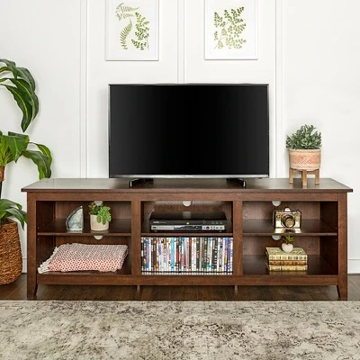 Transitional 6 Cubby Wood Open Storage Wood TV Stand For TVs Up To 80"- Saracina Home 15 Transitional 6 Cubby Wood Open Storage Wood TV Stand For TVs Up To 80"- Saracina Home - Image 13